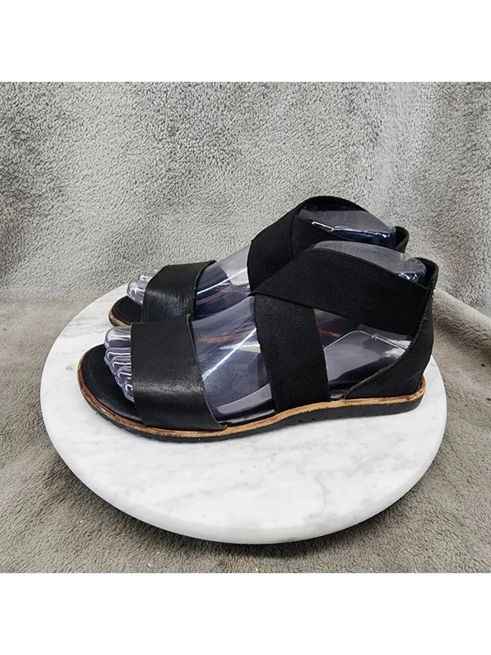 Sorel Shoes Womens Size 6.5 Ella Black Leather Sandals *Read*
